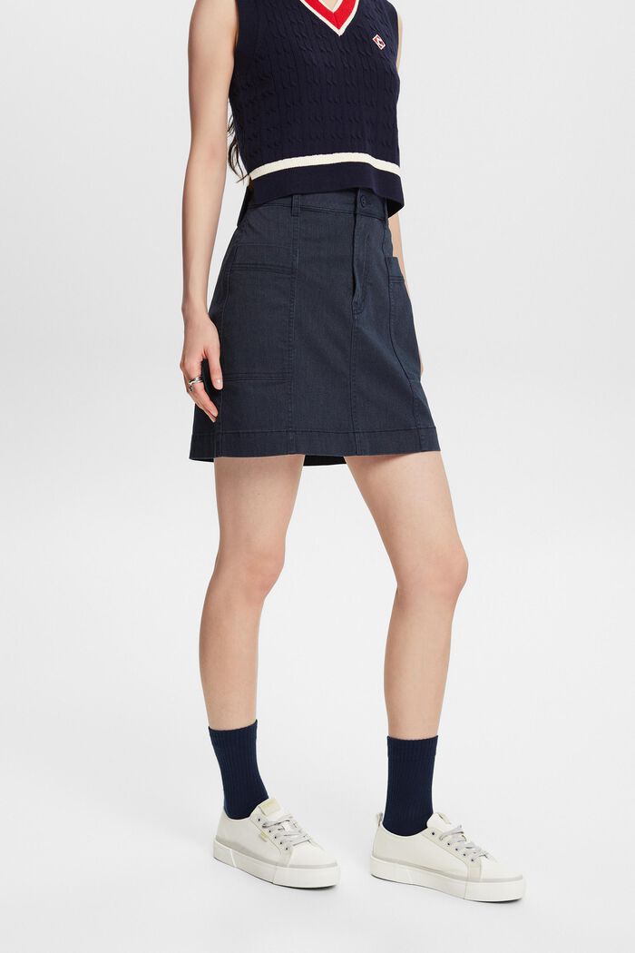 Washed Cotton Twill Mini Skirt, NAVY, detail image number 0