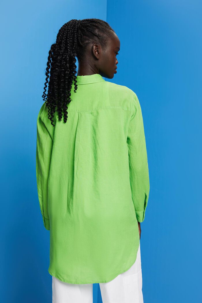 Linen-Cotton Blend Shirt, GREEN, detail image number 3