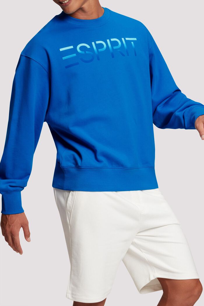 Flocked logo applique sweatshirt, BRIGHT BLUE, detail image number 0