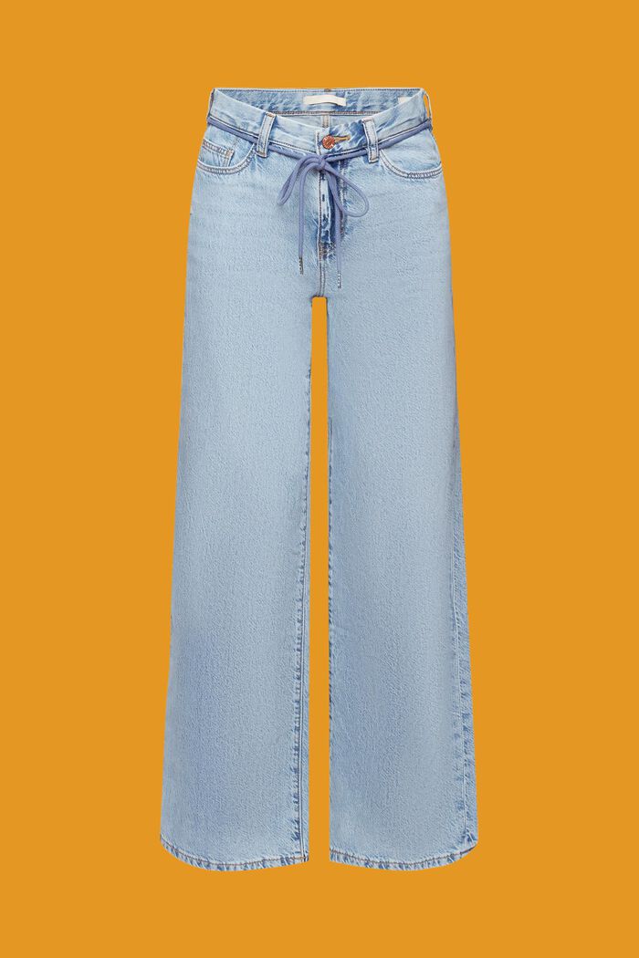 High-rise wide leg jeans with shoe lace belt, BLUE LIGHT WASHED, detail image number 7