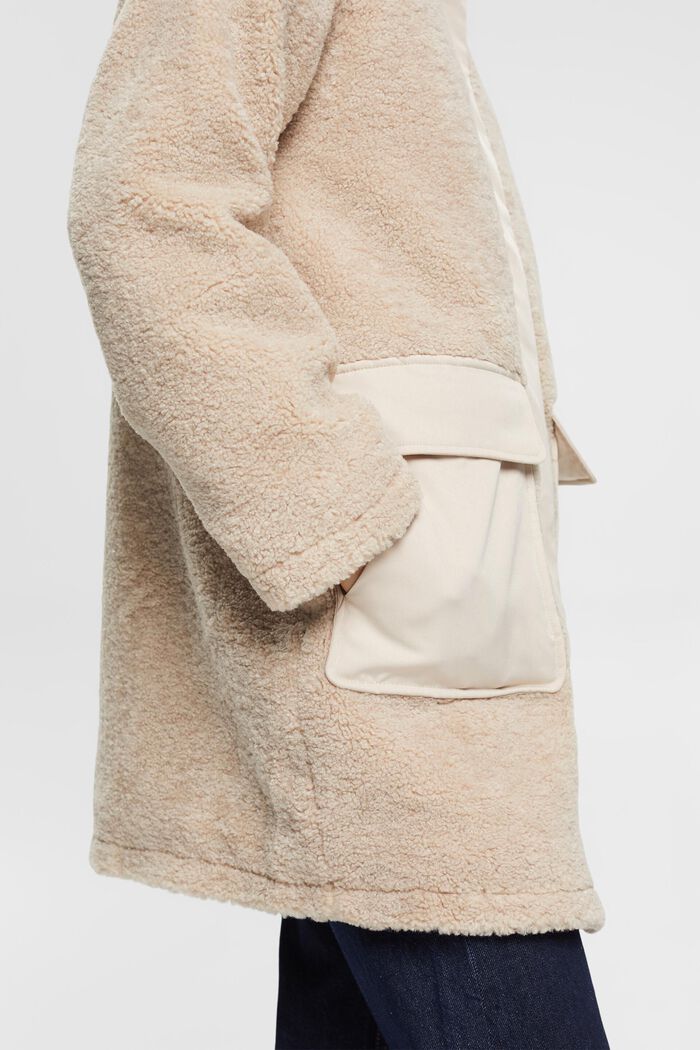 Teddy borg coat, CREAM BEIGE, detail image number 4