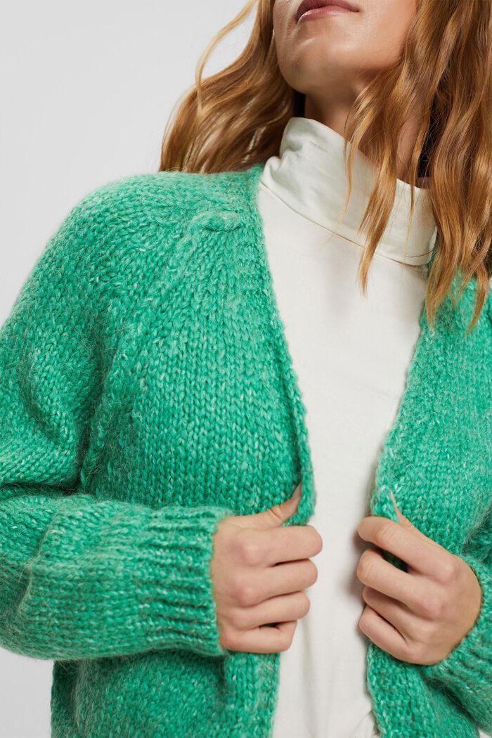 Cropped wool blend cardigan, LIGHT GREEN, detail image number 2