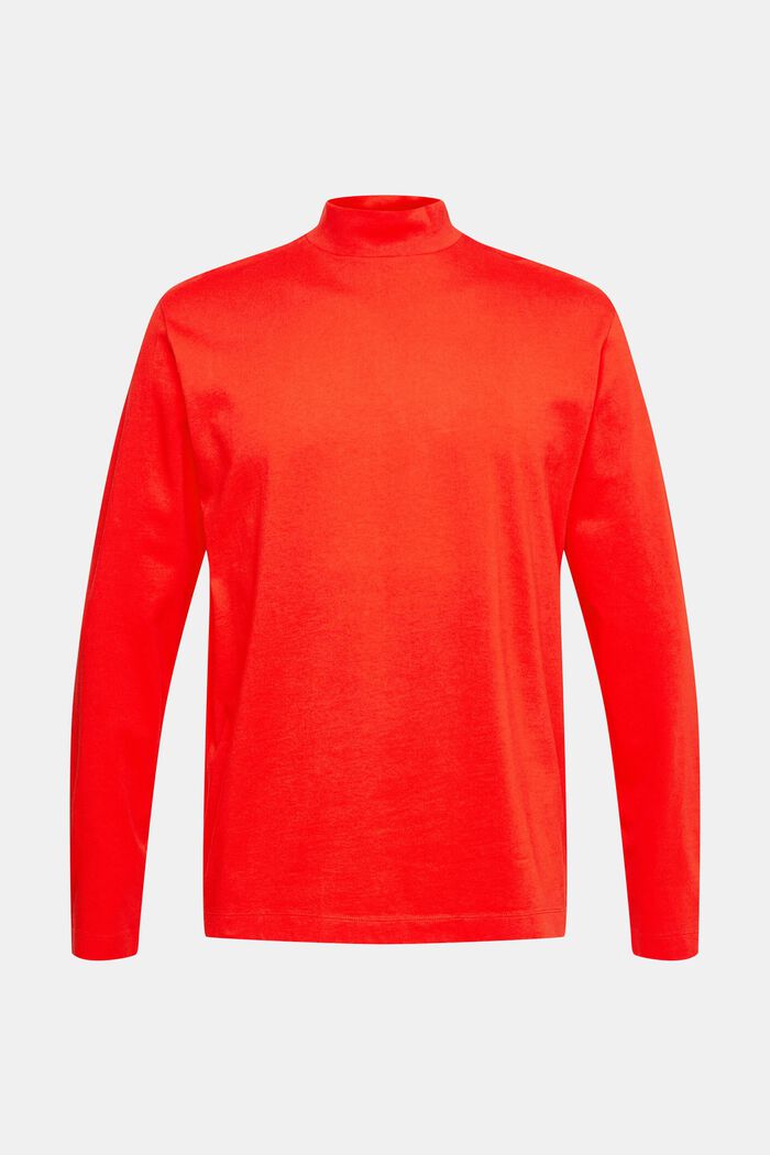 Stand-up collar long sleeve top, RED, detail image number 2