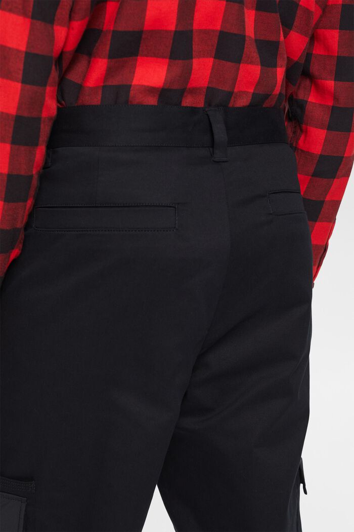 Cargo trousers with turn-up hem, BLACK, detail image number 4