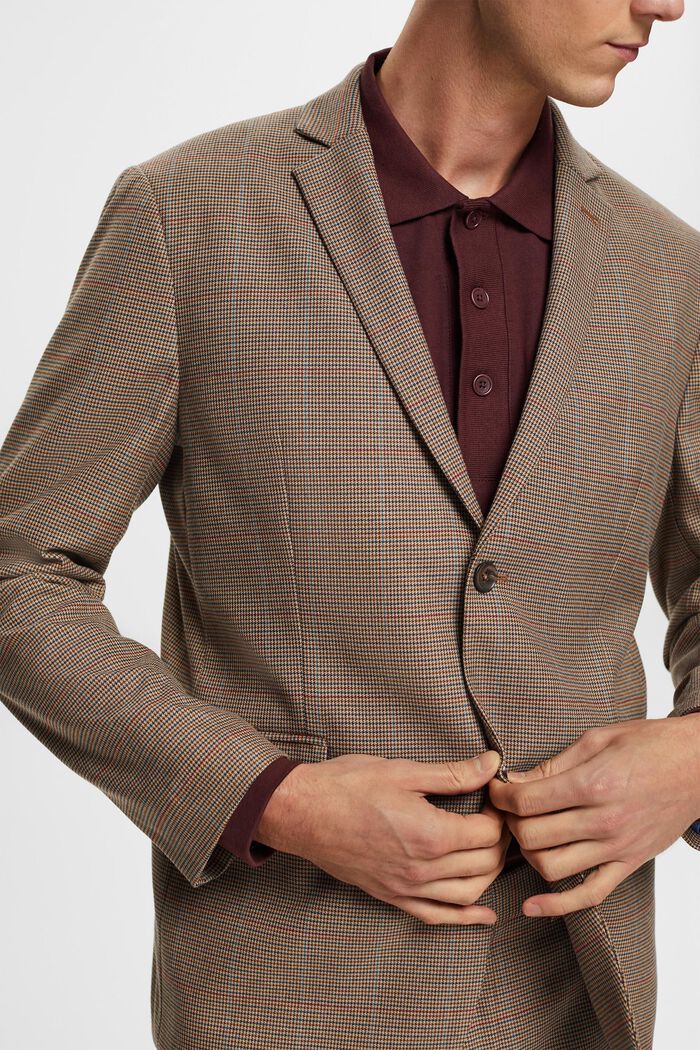 Checkered wool touch blazer, CAMEL, detail image number 2