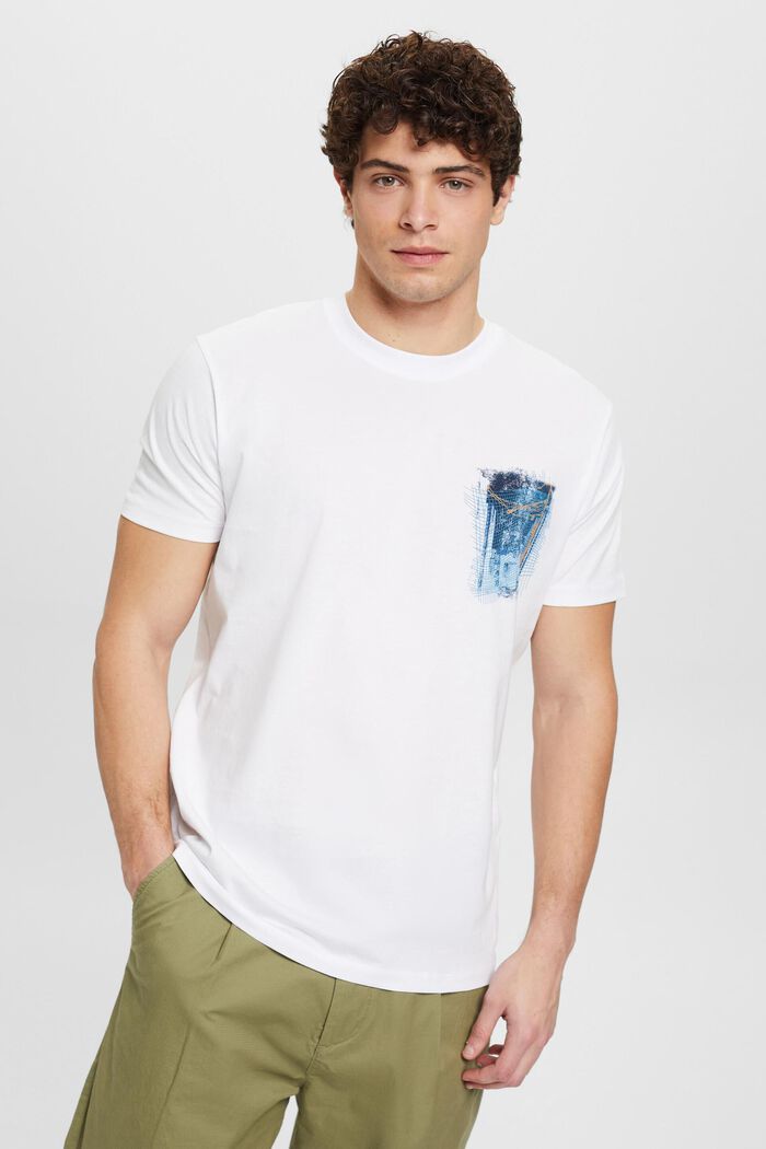 Sustainable cotton T-shirt with print, WHITE, detail image number 0