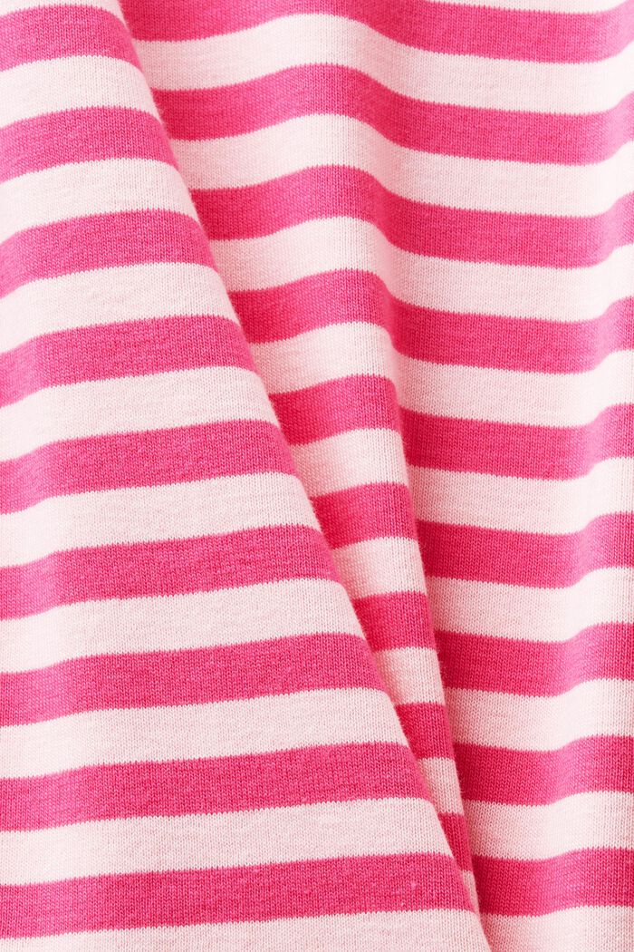 Logo-Print Striped Cotton T-Shirt, PINK FUCHSIA, detail image number 5