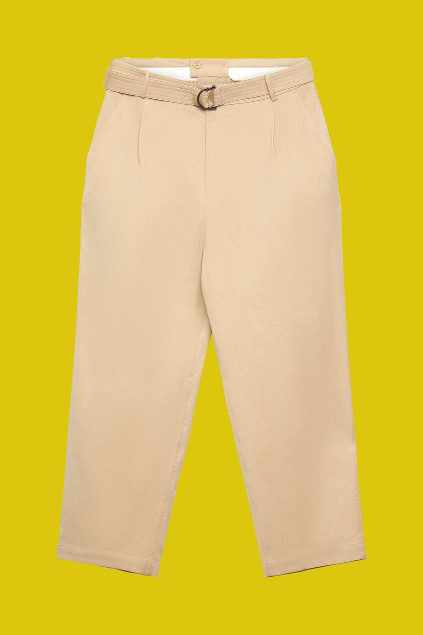 Belted wide leg trousers, wool blend