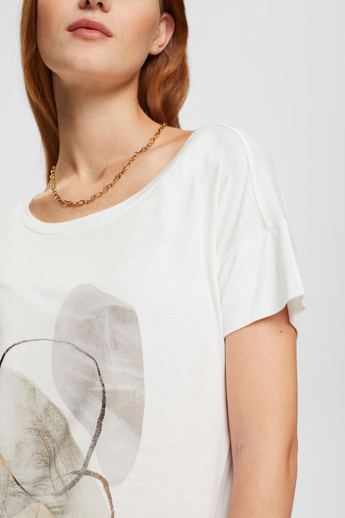 Metallic print t-shirt, LENZING™ ECOVERO™, OFF WHITE, detail image number 3