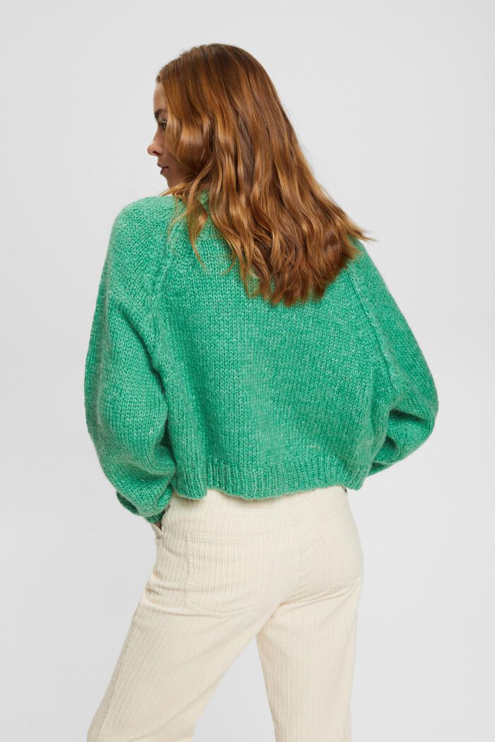 Cropped wool blend cardigan, LIGHT GREEN, detail image number 3