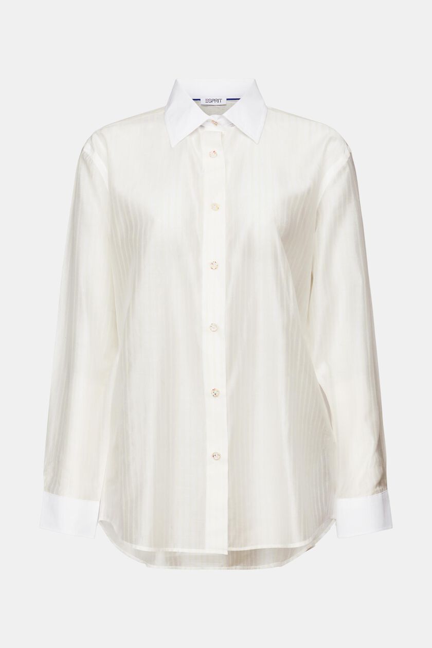 Sheer Striped Button-Down Shirt