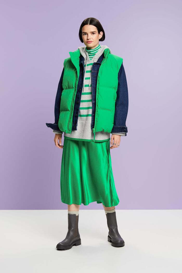 Silk Midi Skirt, GREEN, detail image number 2