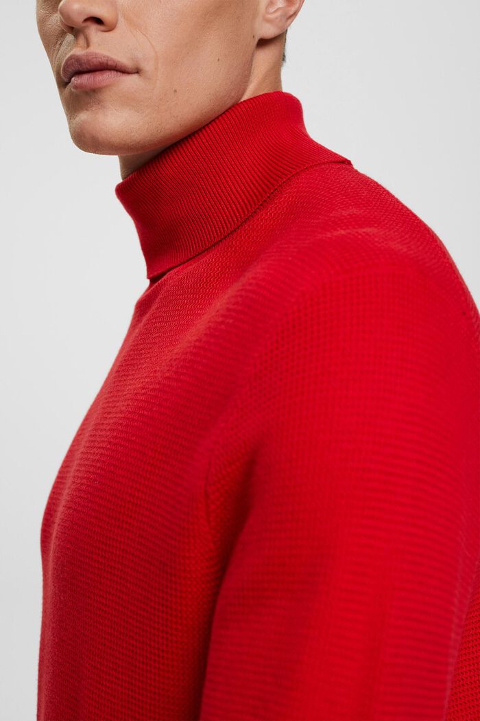 Knitted roll neck jumper, DARK RED, detail image number 2