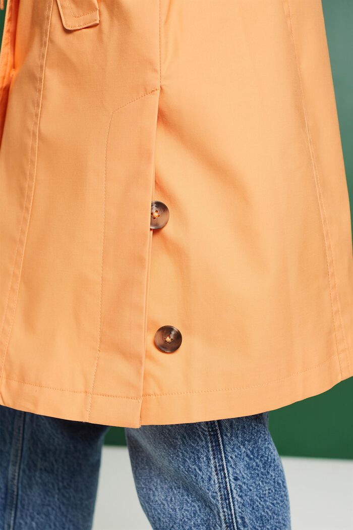 Belted Double-Breasted Trench Coat, PASTEL ORANGE, detail image number 4