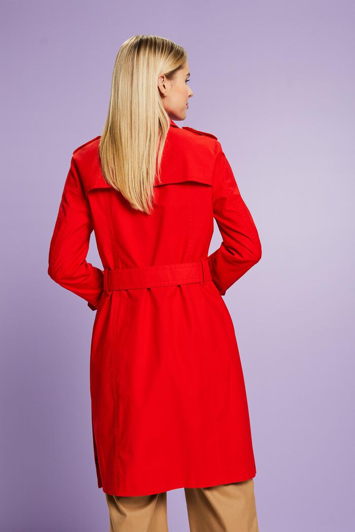 Belted Double-Breasted Trench Coat, RED, detail image number 2