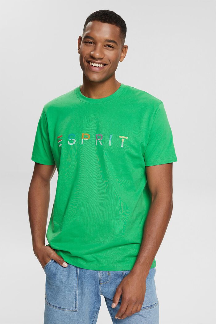 Jersey T-shirt with an embroidered logo, GREEN, detail image number 0