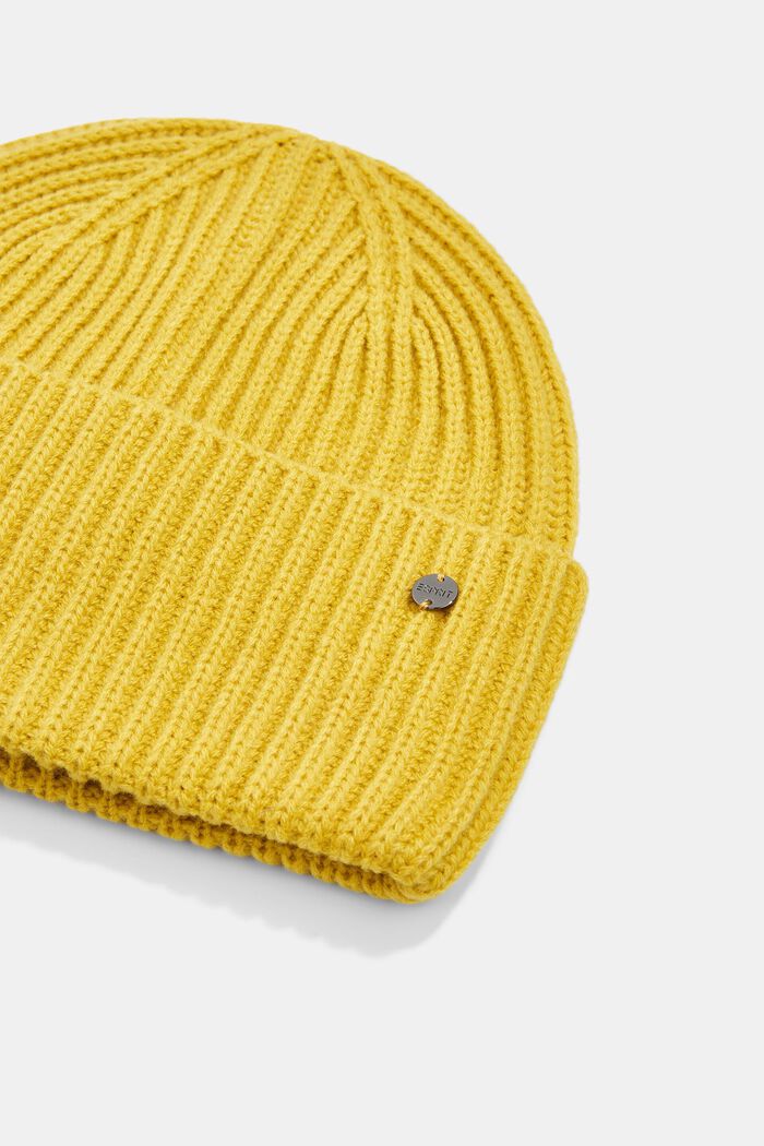 Wool blend: plain hat, DUSTY YELLOW, detail image number 2