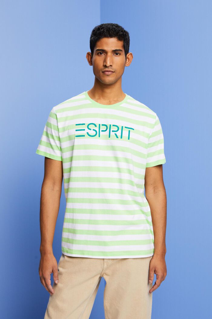 Striped Cotton T-Shirt, CITRUS GREEN, detail image number 0
