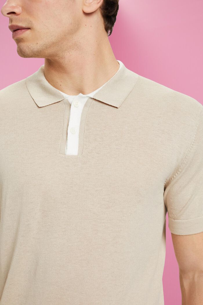 Blended TENCEL and sustainable cotton polo shirt, LIGHT TAUPE, detail image number 2