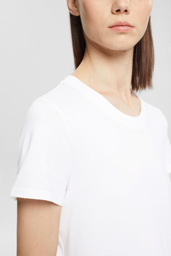 Cotton crewneck t-shirt, WHITE, detail image number 3