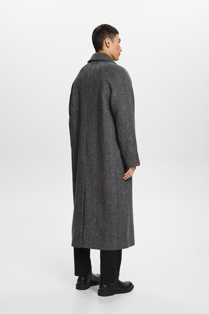 Herringbone Wool-Blend Coat, BLACK, detail image number 3