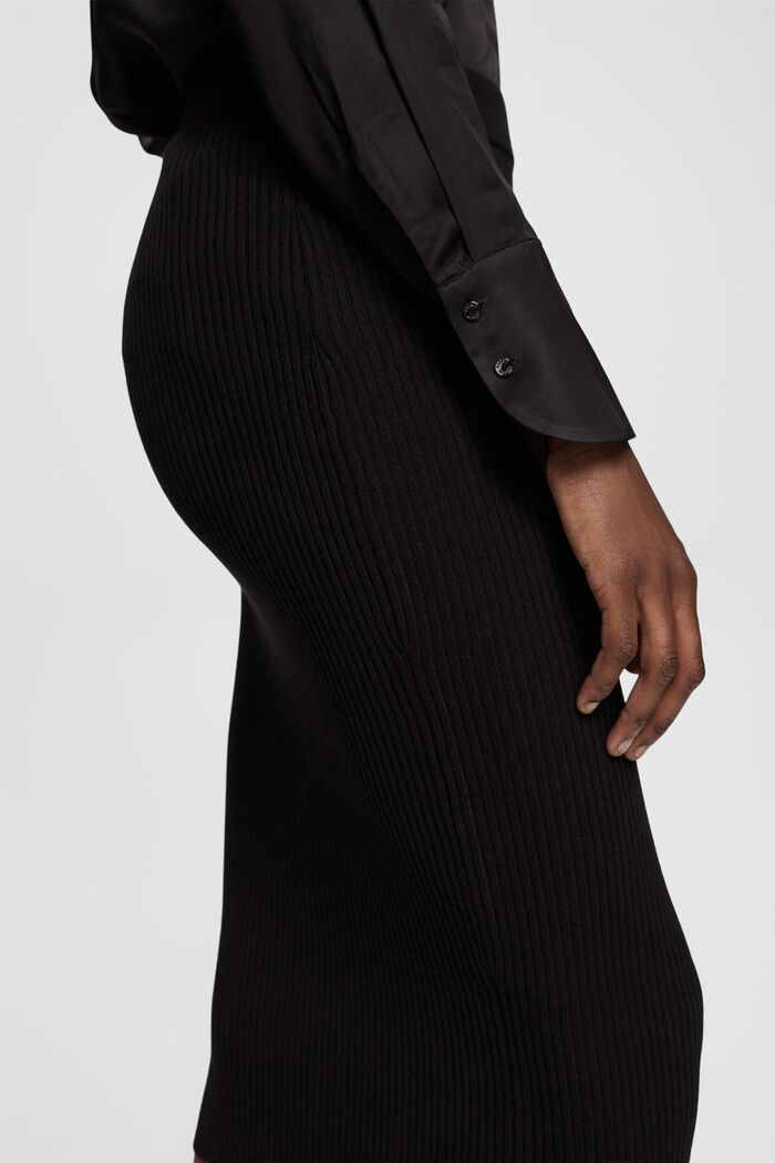 Rib knit pencil skirt, BLACK, detail image number 2