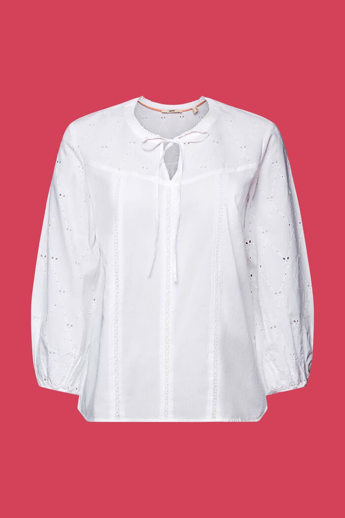 Embroidered blouse, 100% cotton, WHITE, detail image number 5