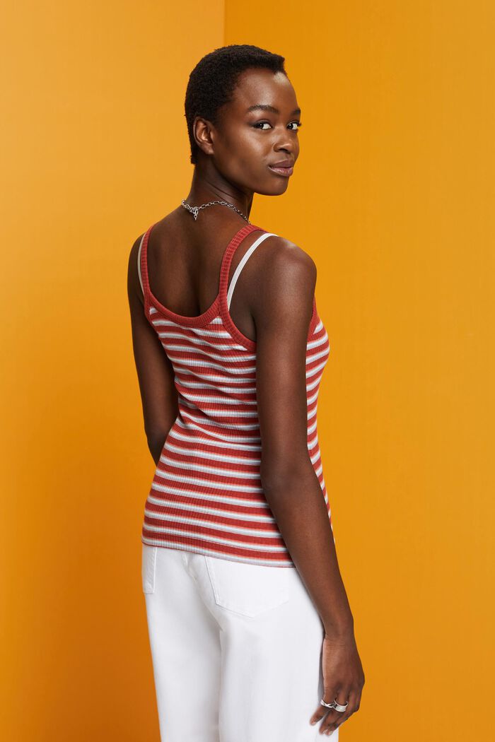 Striped Ribbed Tank Top, TERRACOTTA, detail image number 3