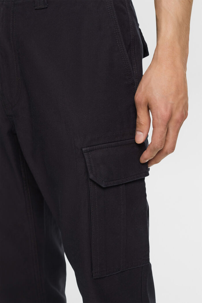 Washed cargo trousers, 100% cotton, BLACK, detail image number 2