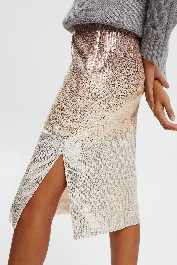 Sequined midi skirt, DUSTY NUDE, detail image number 0
