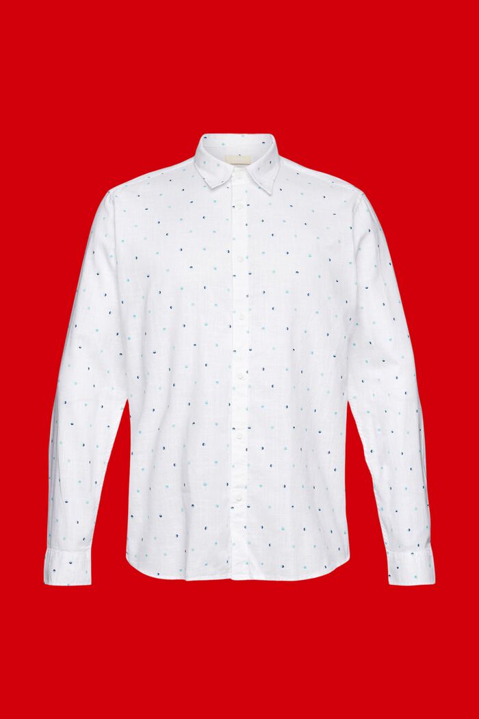 Slub cotton shirt with lunar dot pattern, WHITE, detail image number 5