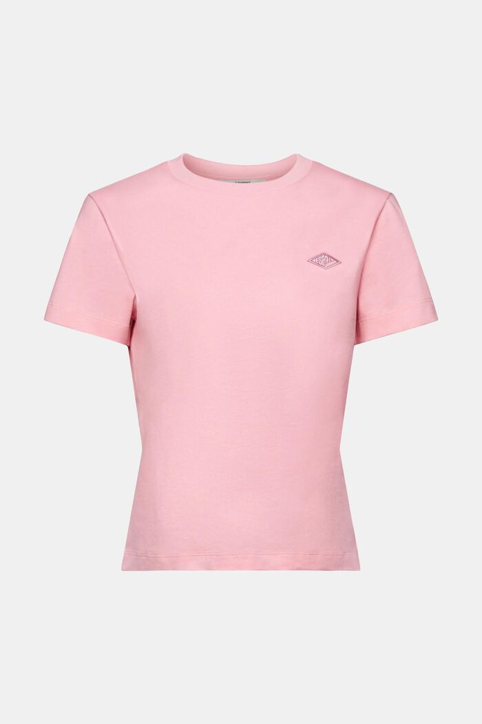 Logo Embroidered Cotton Jersey T-Shirt, PINK, detail image number 6