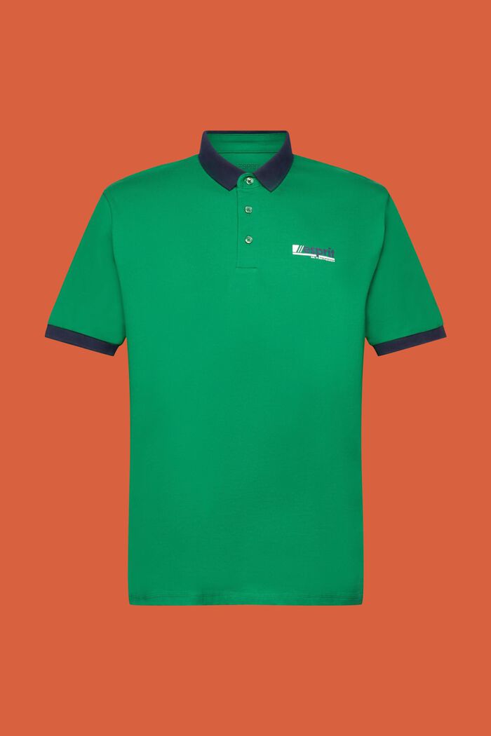 Logo Print Cotton Jersey Polo, EMERALD GREEN, detail image number 5