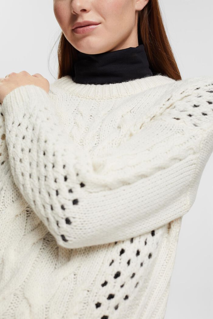 Cable knit jumper, OFF WHITE, detail image number 2