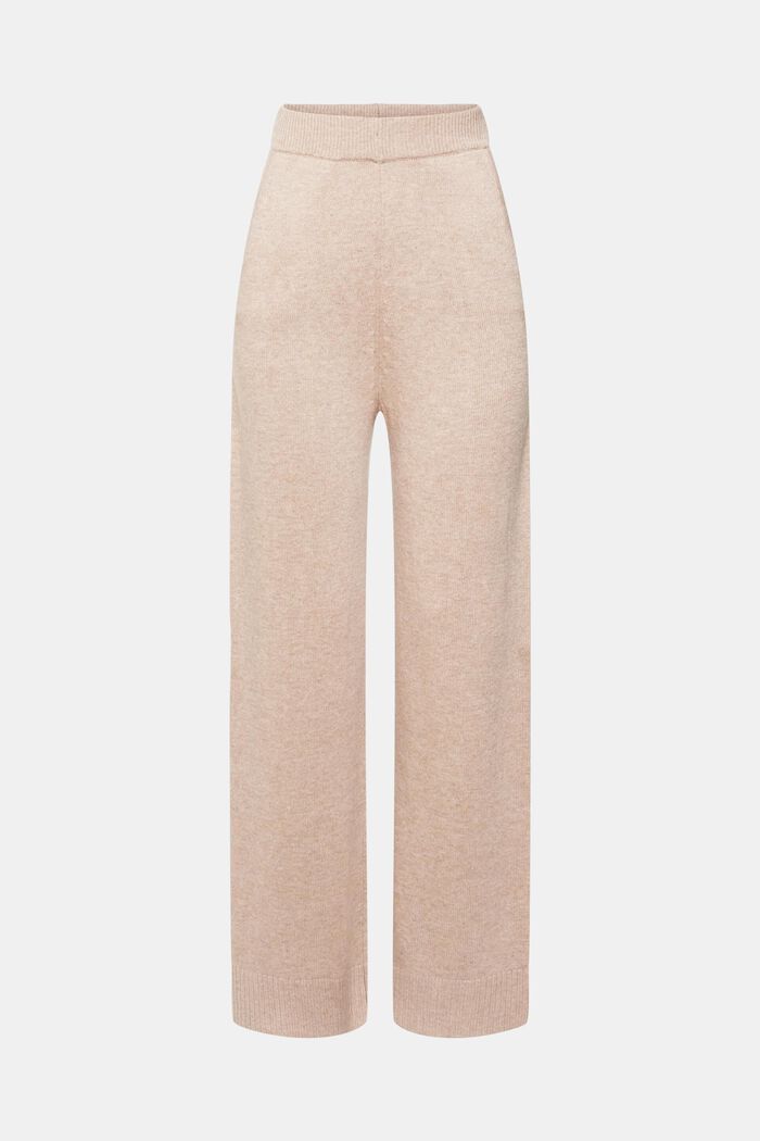 High-rise wool blend knit trousers, LIGHT TAUPE, detail image number 7