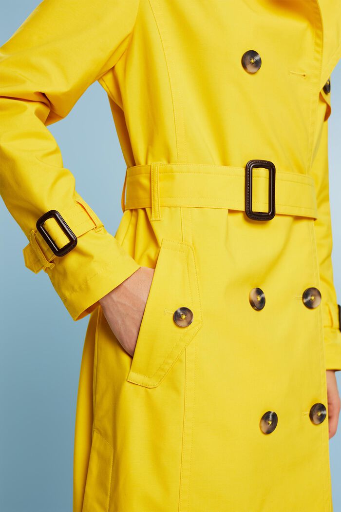 Belted Double-Breasted Trench Coat, YELLOW, detail image number 2