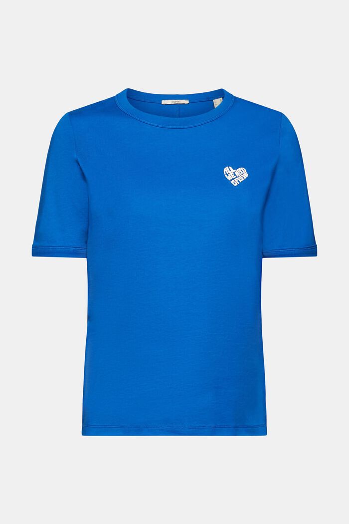 Cotton t-shirt with heart-shaped logo, BLUE, detail image number 7
