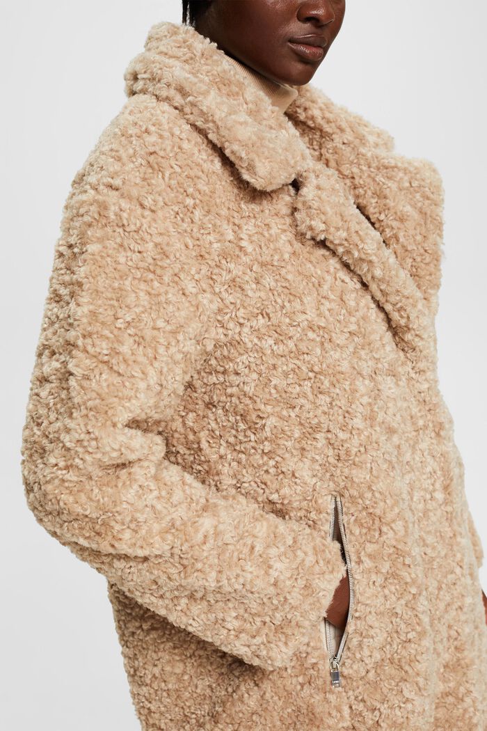 Faux fur coat, CREAM BEIGE, detail image number 2