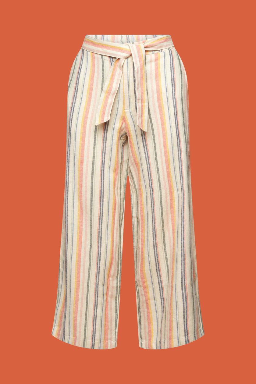 Striped culotte with fixed belt