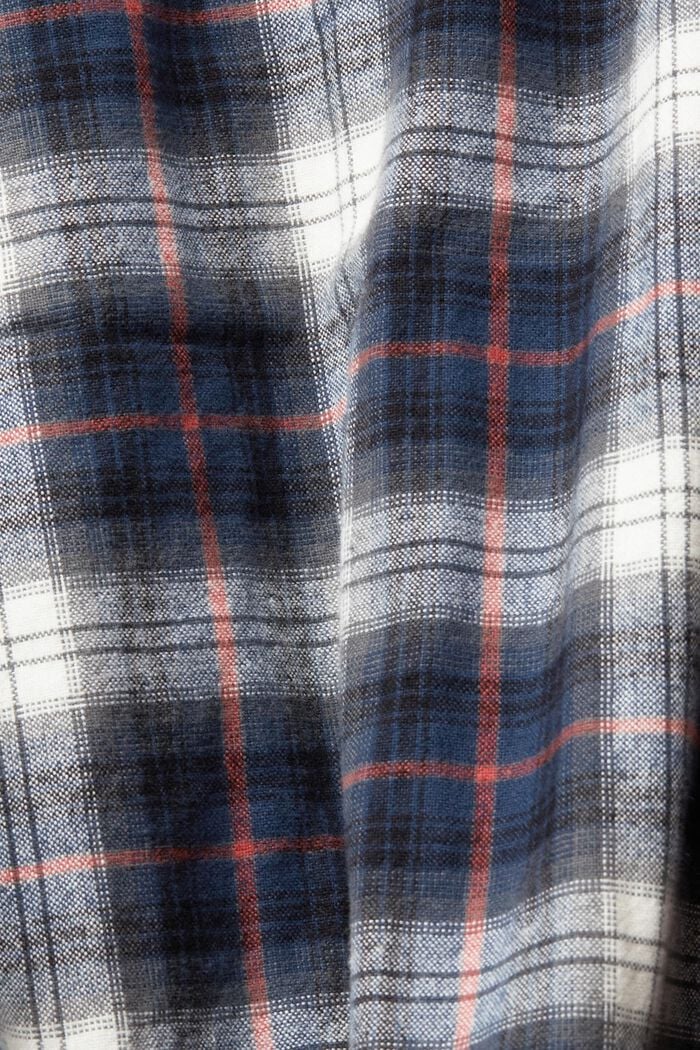 Pure cotton oversized shirt with checked pattern, PETROL BLUE, detail image number 6