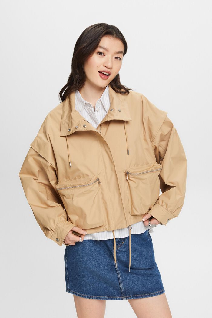 Cotton-Blend Jacket, BEIGE, detail image number 0