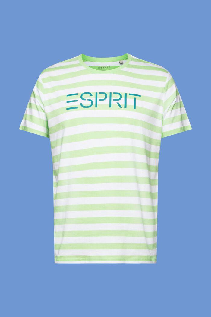 Striped Cotton T-Shirt, CITRUS GREEN, detail image number 6