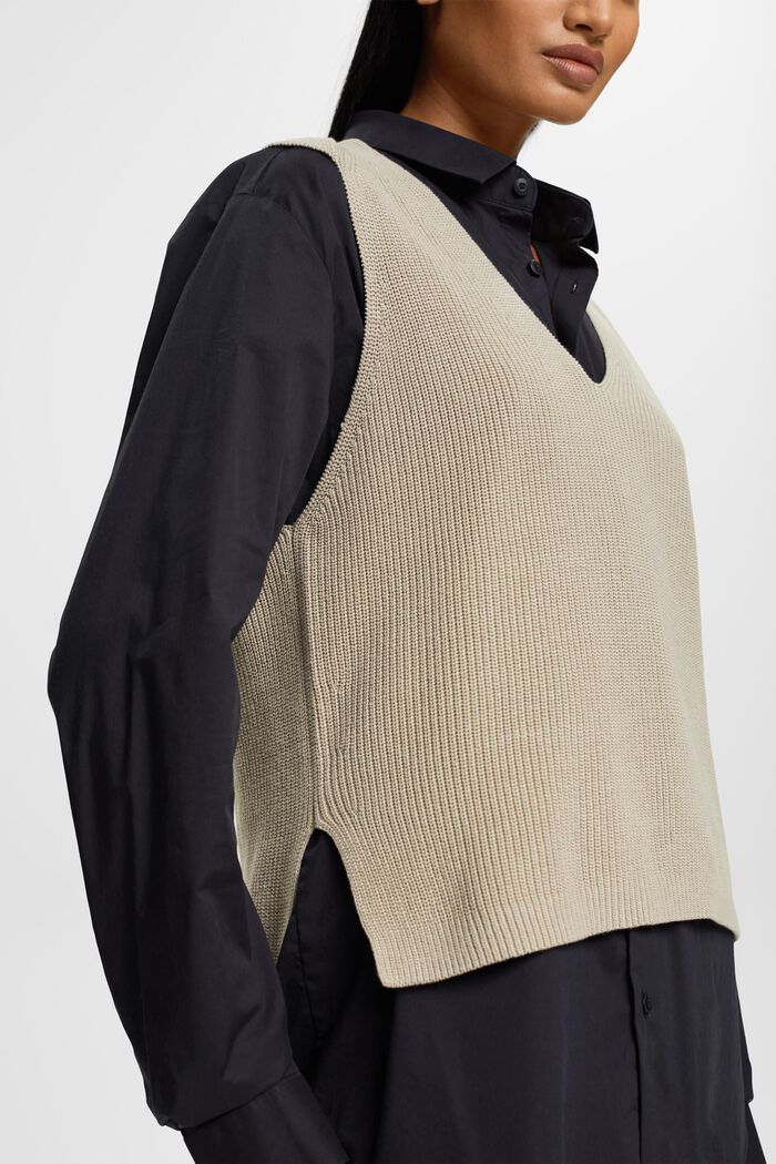 Rib-Knit V-neck Sweater Vest, DUSTY GREEN, detail image number 2