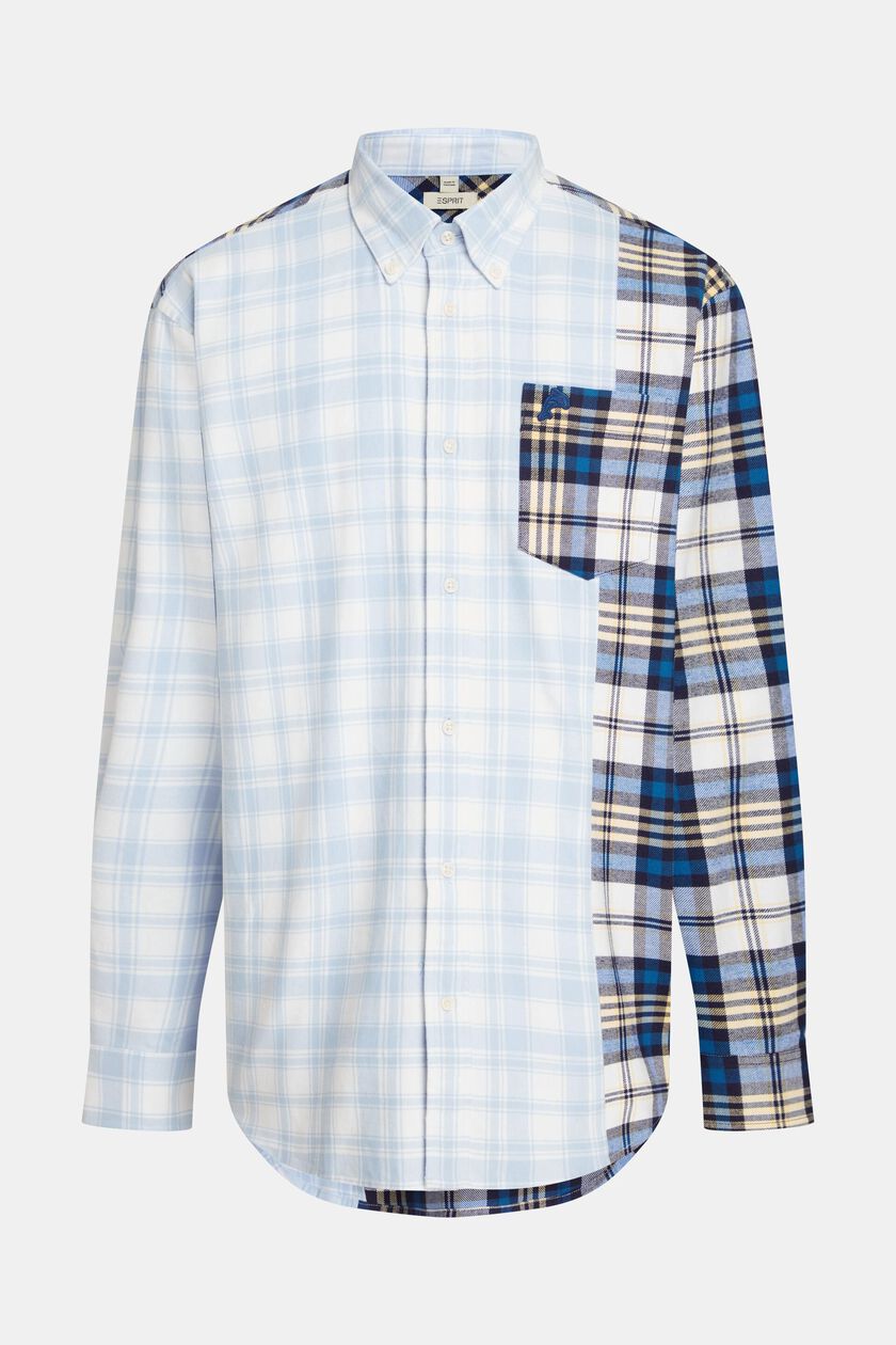 Mixed check patchwork flannel shirt