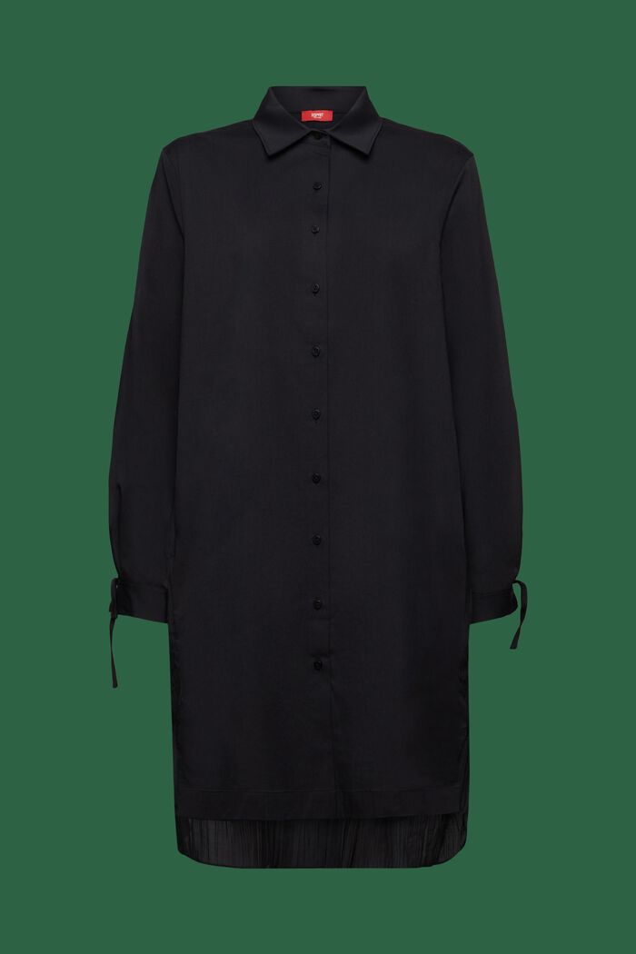 Crinkled Midi Shirt Dress, BLACK, detail image number 5