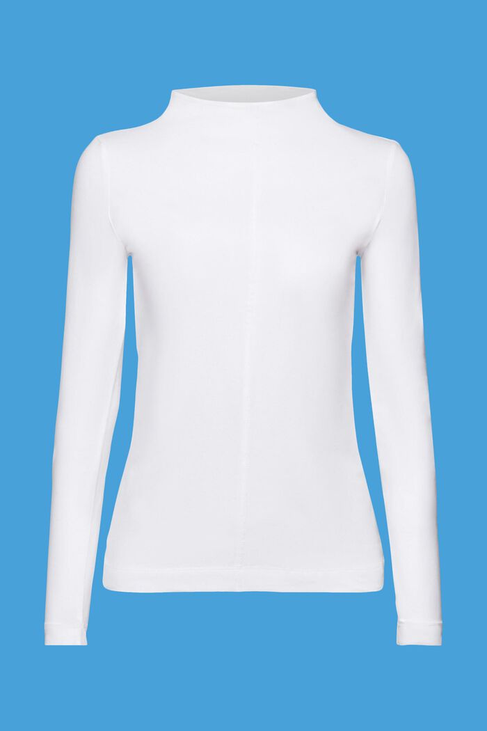 Boat neck long sleeve top, WHITE, detail image number 6