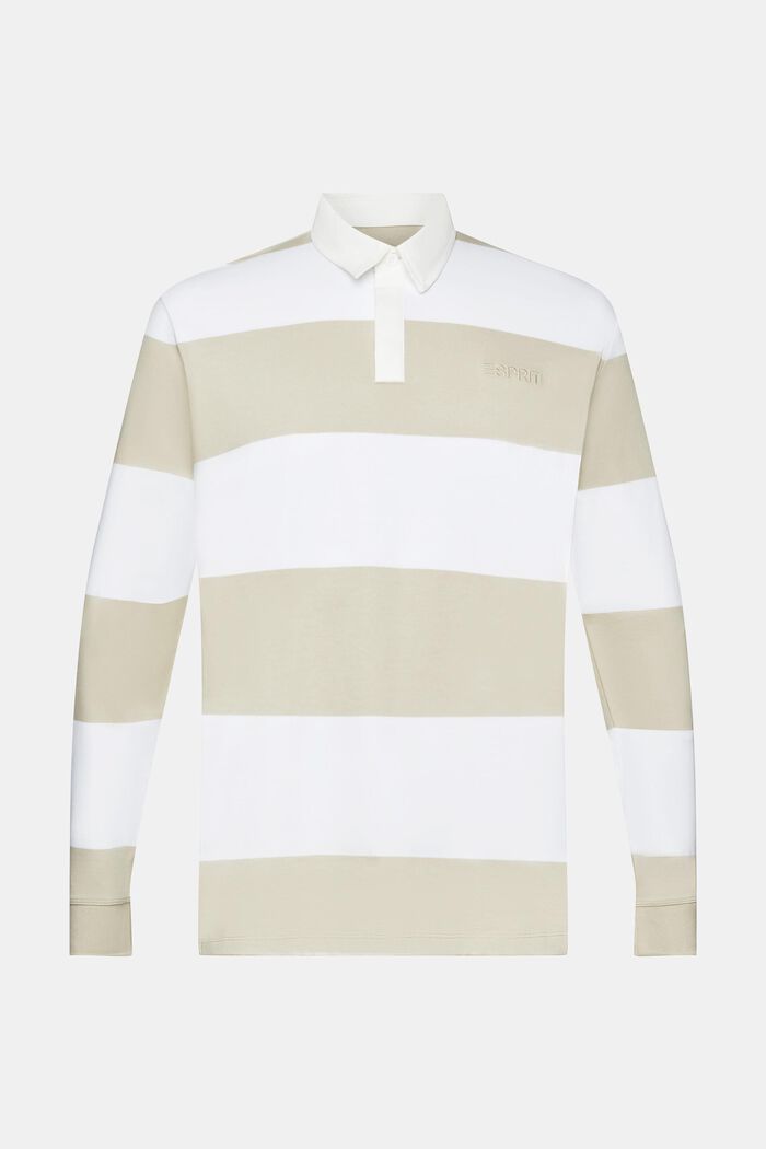 Long-sleeved polo shirt with stripes, DUSTY GREEN, detail image number 7