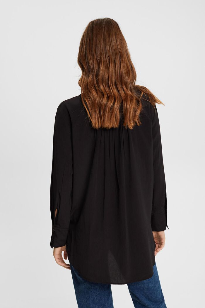 Blouse with banded collar, BLACK, detail image number 4