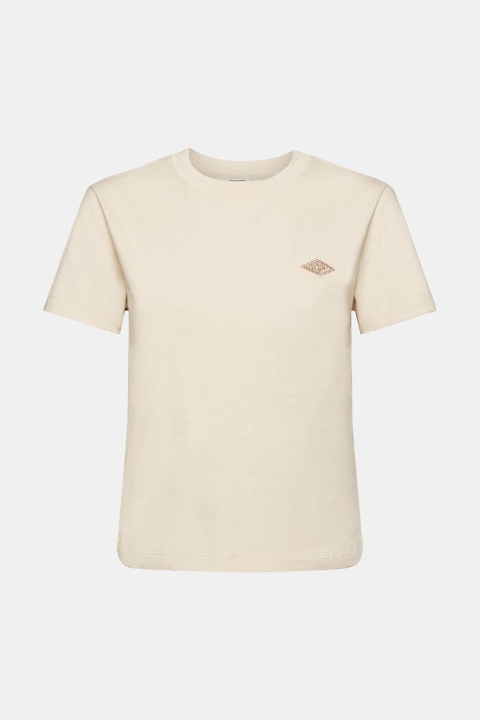 Logo Embroidered Cotton Jersey T-Shirt, LIGHT TAUPE, detail image number 6