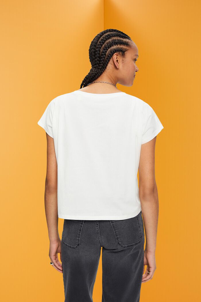 T-shirt with pleated details, OFF WHITE, detail image number 3
